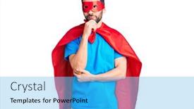  Presentation with super man - Audience pleasing presentation design consisting of young-handsome-man-with-beard backdrop and a cyan colored foreground