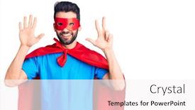  Presentation with super man - Audience pleasing slide set consisting of young-handsome-man-with-beard backdrop and a white colored foreground