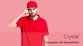  Presentation with acne - PPT layouts having young-handsome-man-with-beard background and a coral colored foreground