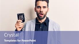  Presentation with beard - Beautiful slide set featuring young-handsome-man-with-beard backdrop and a ocean colored foreground