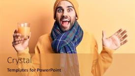  Presentation with achievement - Slide set with young-handsome-man-with-beard background and a gold colored foreground