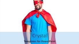  Presentation with super man - Beautiful slide set featuring young-handsome-man-with-beard backdrop and a cyan colored foreground