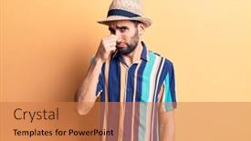  Presentation with breath - Presentation theme consisting of young-handsome-man-with-beard background and a coral colored foreground