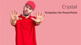  Presentation with beard - Colorful PPT theme enhanced with young-handsome-man-with-beard backdrop and a coral colored foreground