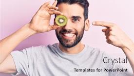  Presentation with beard - Presentation theme consisting of young-handsome-man-with-beard background and a light gray colored foreground