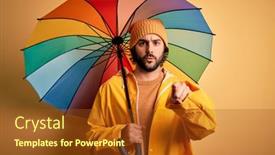  Presentation with rainy day - Slide set enhanced with young-handsome-man-with-beard background and a tawny brown colored foreground