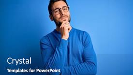  Presentation with gravity rain blue water drop splash - Slide deck featuring young-handsome-man-with-beard background and a ocean colored foreground