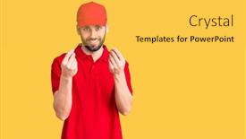  Presentation with salary - Slide set with young-handsome-man-with-beard background and a yellow colored foreground