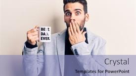  Presentation with coffe - Beautiful slide set featuring young-handsome-man-with-beard backdrop and a light blue colored foreground