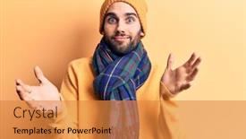  Presentation with wool - Beautiful PPT theme featuring young-handsome-man-with-beard backdrop and a gold colored foreground