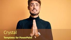  Presentation with praying hands - Beautiful presentation design featuring young-handsome-man-with-beard backdrop and a red colored foreground