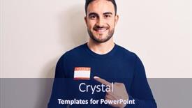  Presentation with beard - Slides having young-handsome-man-with-beard background and a navy blue colored foreground