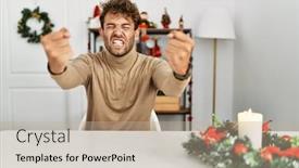  Presentation with beard - PPT theme consisting of young-handsome-man-with-beard background and a mint green colored foreground