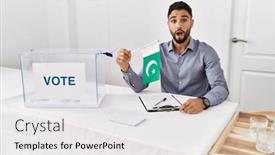  Presentation with pakistan flag - Presentation theme featuring young-handsome-man-with-beard background and a white colored foreground