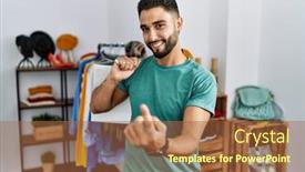  Presentation with beard - PPT theme consisting of young-handsome-man-with-beard background and a red colored foreground