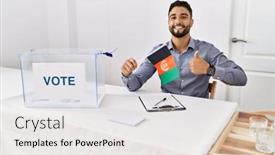  Presentation with political campaign - Presentation having young-handsome-man-with-beard background and a white colored foreground