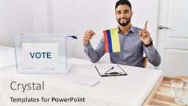  Presentation with political campaign - Presentation design consisting of young-handsome-man-with-beard background and a white colored foreground