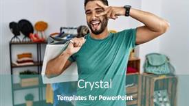  Presentation with retail - PPT layouts consisting of young-handsome-man-with-beard background and a teal colored foreground