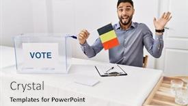  Presentation with political campaign - PPT layouts having young-handsome-man-with-beard background and a white colored foreground