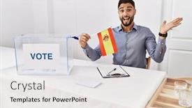  Presentation with political campaign - Presentation theme enhanced with young-handsome-man-with-beard background and a white colored foreground