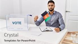  Presentation with political campaign - Slide deck consisting of young-handsome-man-with-beard background and a white colored foreground