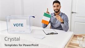  Presentation with political campaign - Slides with young-handsome-man-with-beard background and a white colored foreground