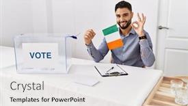  Presentation with political campaign - PPT layouts consisting of young-handsome-man-with-beard background and a white colored foreground