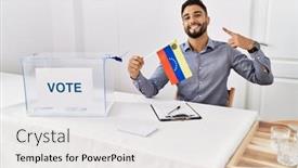  Presentation with political campaign - Theme with young-handsome-man-with-beard background and a white colored foreground