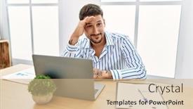  Presentation with far away - PPT theme enhanced with young-handsome-man-with-beard background and a  colored foreground