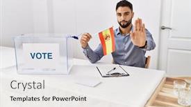  Presentation with political campaign - Slide deck enhanced with young-handsome-man-with-beard background and a  colored foreground