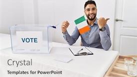  Presentation with political campaign - Presentation featuring young-handsome-man-with-beard background and a white colored foreground