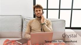  Presentation with beard - Presentation theme with young-handsome-man-with-beard background and a coral colored foreground