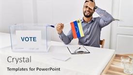  Presentation with political campaign - Slides featuring young-handsome-man-with-beard background and a  colored foreground