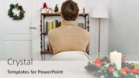  Presentation with standing sitting - Slides with young-handsome-man-with-beard background and a light gray colored foreground