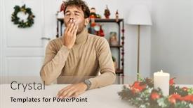  Presentation with beard - Slide set consisting of young-handsome-man-with-beard background and a coral colored foreground