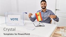  Presentation with political campaign - PPT layouts with young-handsome-man-with-beard background and a white colored foreground