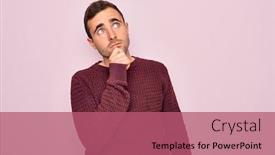  Presentation with pink blue - PPT theme having young-handsome-man-with-blue background and a coral colored foreground