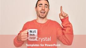  Presentation with best idea - Presentation design featuring young-handsome-man-with-blue background and a coral colored foreground