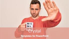  Presentation with blue eyes - PPT theme enhanced with young-handsome-man-with-blue background and a coral colored foreground