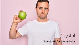  Presentation with pink green - PPT theme consisting of young-handsome-man-with-blue background and a lemonade colored foreground