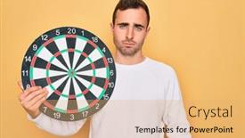  Presentation with blue eyes - Slide deck with young-handsome-man-with-blue background and a yellow colored foreground