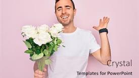  Presentation with pink blue - PPT theme consisting of young-handsome-man-with-blue background and a lemonade colored foreground