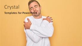  Presentation with self care - Audience pleasing PPT layouts consisting of young-handsome-man-with-blue backdrop and a yellow colored foreground