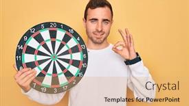  Presentation with blue eyes - Audience pleasing theme consisting of young-handsome-man-with-blue backdrop and a coral colored foreground