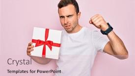  Presentation with pink birthday - Beautiful PPT theme featuring young-handsome-man-with-blue backdrop and a lemonade colored foreground