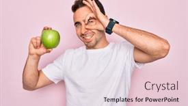  Presentation with pink green - Colorful theme enhanced with young-handsome-man-with-blue backdrop and a lemonade colored foreground