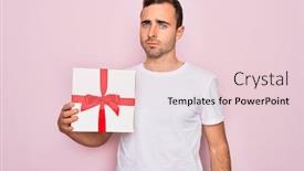  Presentation with pink birthday - Cool new PPT layouts with young-handsome-man-with-blue backdrop and a lemonade colored foreground