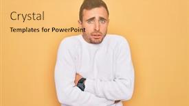  Presentation with winter blue - Colorful PPT theme enhanced with young-handsome-man-with-blue backdrop and a yellow colored foreground