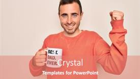  Presentation with coffe - Colorful presentation theme enhanced with young-handsome-man-with-blue backdrop and a coral colored foreground