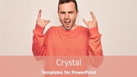  Presentation with rock star - Slide set having young-handsome-man-with-blue background and a coral colored foreground